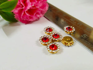 Coloured Stone Kundan/stone Batch- Red & White (10Mm) Kundan Stones