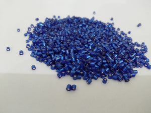 Crystal Tube glass Bead SMALL SIZE  (BLUE colour) - 20 Grams