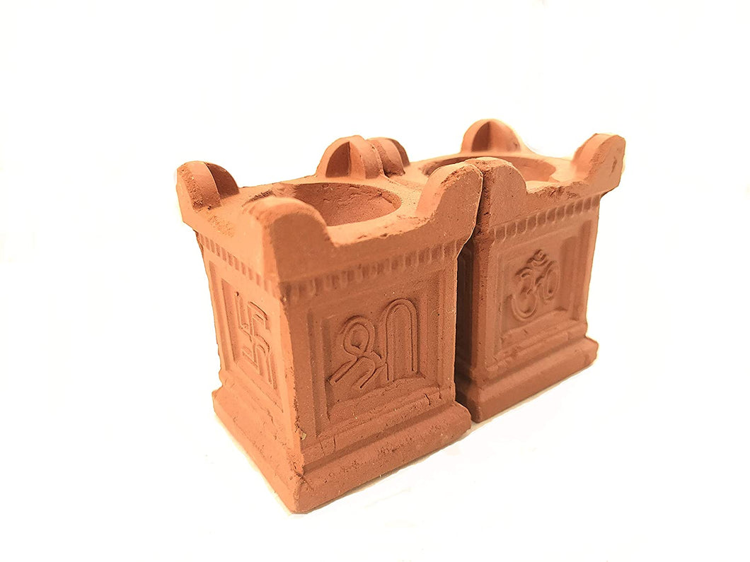 Tulsi Handmade Earthen Clay Lamp (Pack Of Two)/diya For Puja Home Decoration/mitte Ke Diye