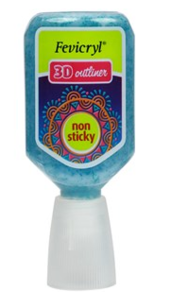 Fevicryl 3D Outliner-Glitter Turquoise Blue Fabric Glue & Adhesives