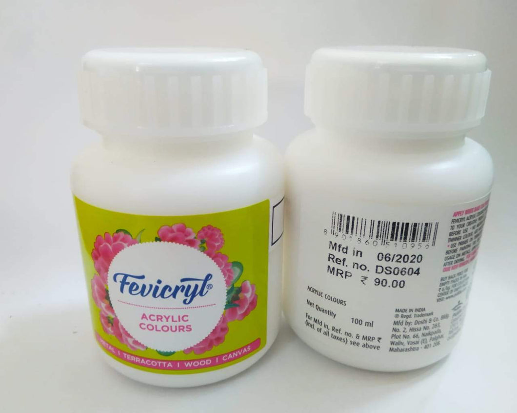 Fevicryl Acrylic Colors - White100Ml Fabric Glue & Adhesives