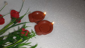 Eshwarshop Water Sensor Flameless Indian Diya Deepak LED Light (Brown) with Hand Shape LED- 4 Pieces
